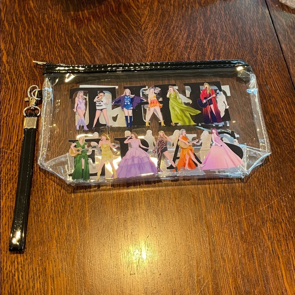 14 Taylor Swift Clear Zipper Pouch organizer wrist strap The Eras nwt